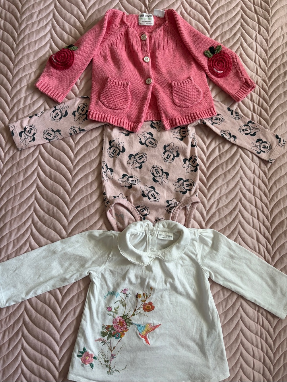 Zara Baby Girls Cardigan Disney Minnie Mouse Bodysuit Next Floral Top Set 6-12M